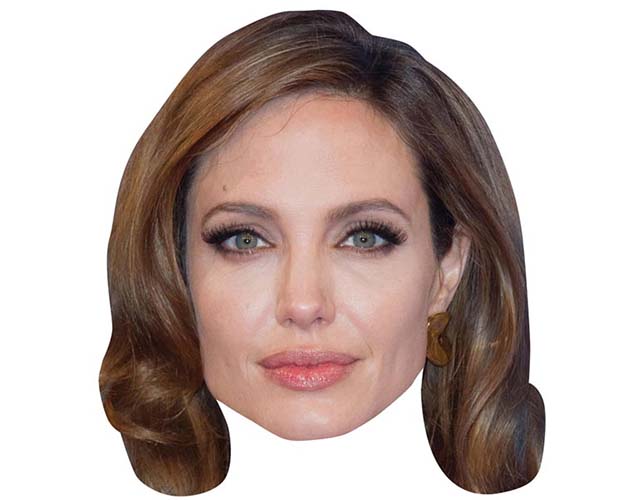 A Cardboard Celebrity Mask of Angelina Jolie