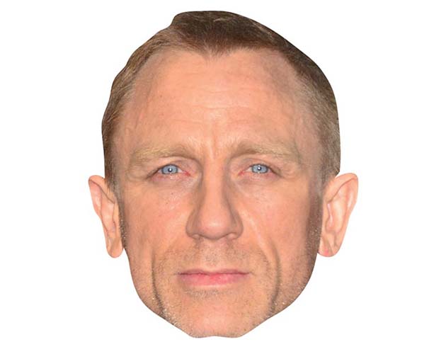 A Cardboard Celebrity Mask of Daniel Craig