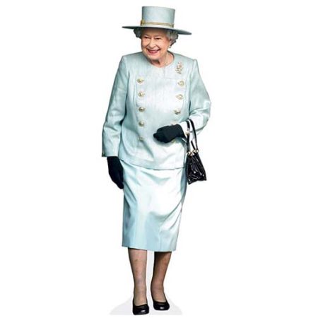 A Lifesize Cardboard Cutout of HRH The Queen wearing a matching outfit