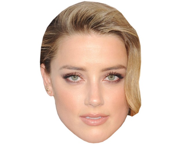 A Cardboard Celebrity Mask of Amber Heard