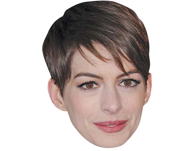 A Cardboard Celebrity Mask of Anne Hathaway
