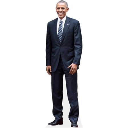 A Lifesize Cardboard Cutout of Barack Obama wearing a suit