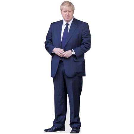 A Lifesize Cardboard Cutout of Boris Johnson wearing a blue suit