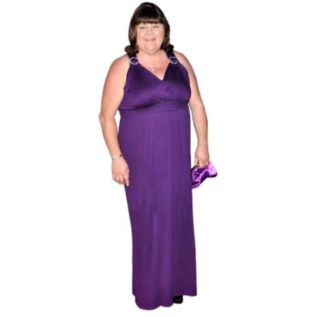 A Lifesize Cardboard Cutout of Cheryl Fergison wearing a gown