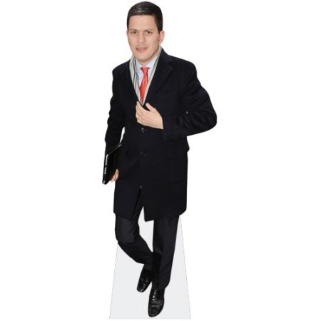 A cardboard cutout of David Miliband wearing a coat