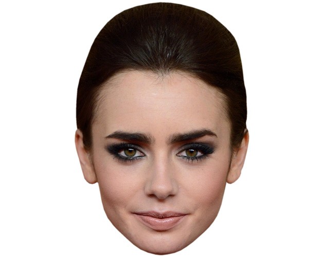 A Cardboard Celebrity Mask of Lily Collins