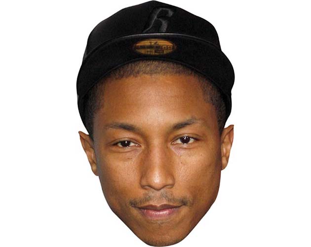 A Cardboard Celebrity Mask of Pharrell Williams