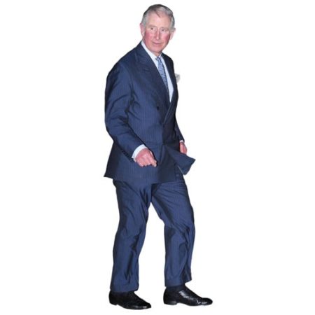 A Lifesize Cardboard Cutout of Prince Charles wearing a suit
