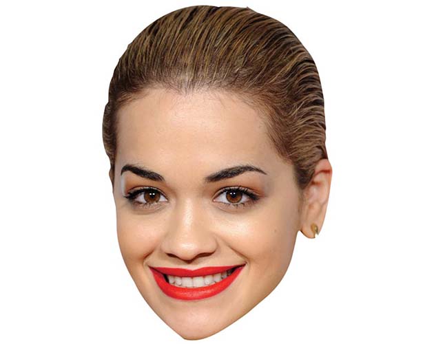 A Cardboard Celebrity Mask of Rita Ora