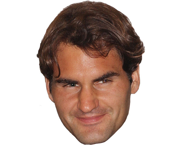 A Cardboard Celebrity Mask of Roger Federer